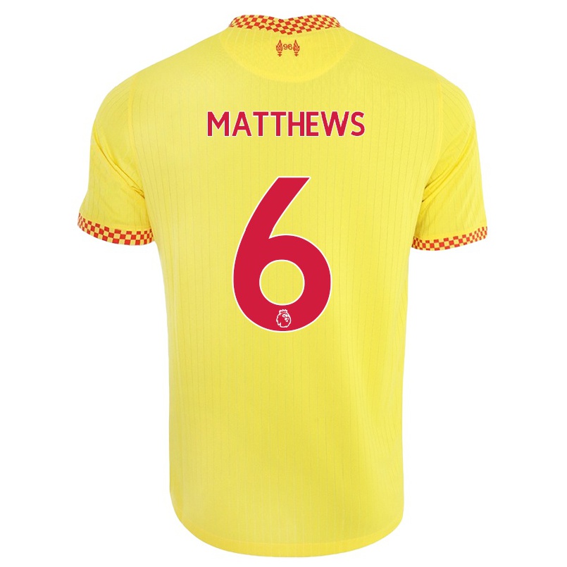 Kinder Fußball Jasmine Matthews #6 Gelb Ausweichtrikot Trikot 2021/22 T-shirt