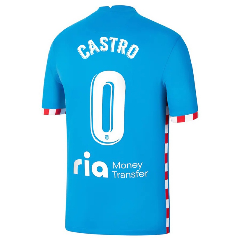 Kinder Fußball Oscar Castro #0 Blau Ausweichtrikot Trikot 2021/22 T-shirt