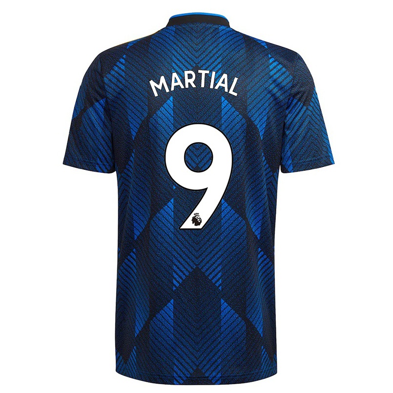 Kinder Fußball Anthony Martial #9 Dunkelblau Ausweichtrikot Trikot 2021/22 T-shirt