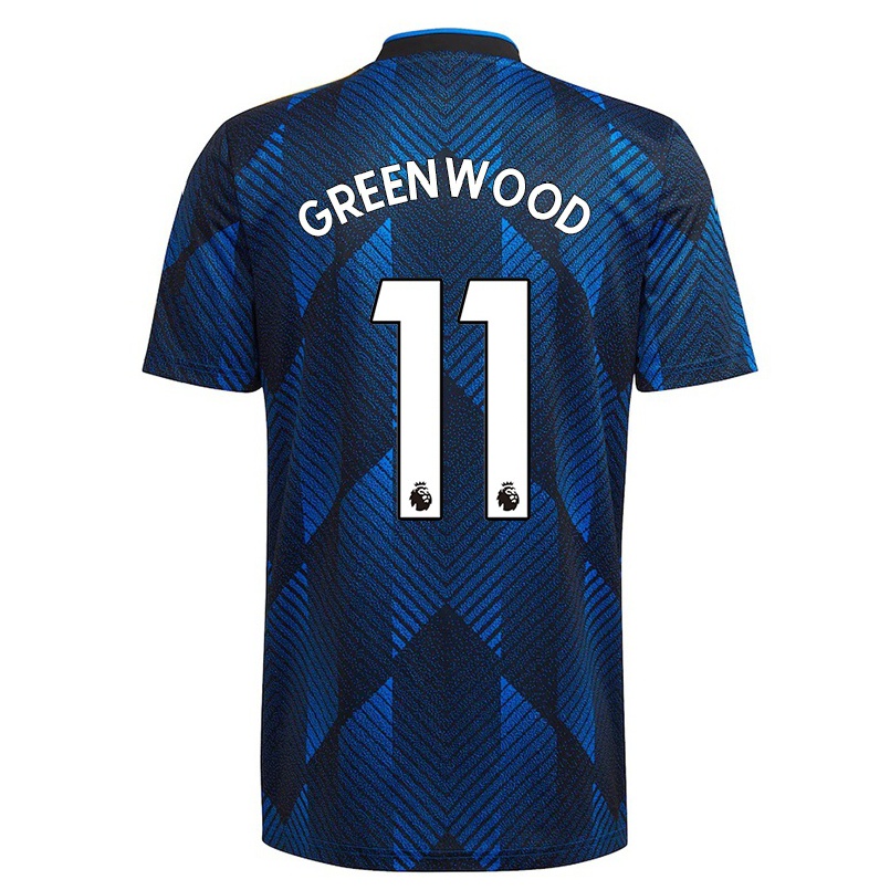 Kinder Fußball Mason Greenwood #11 Dunkelblau Ausweichtrikot Trikot 2021/22 T-shirt