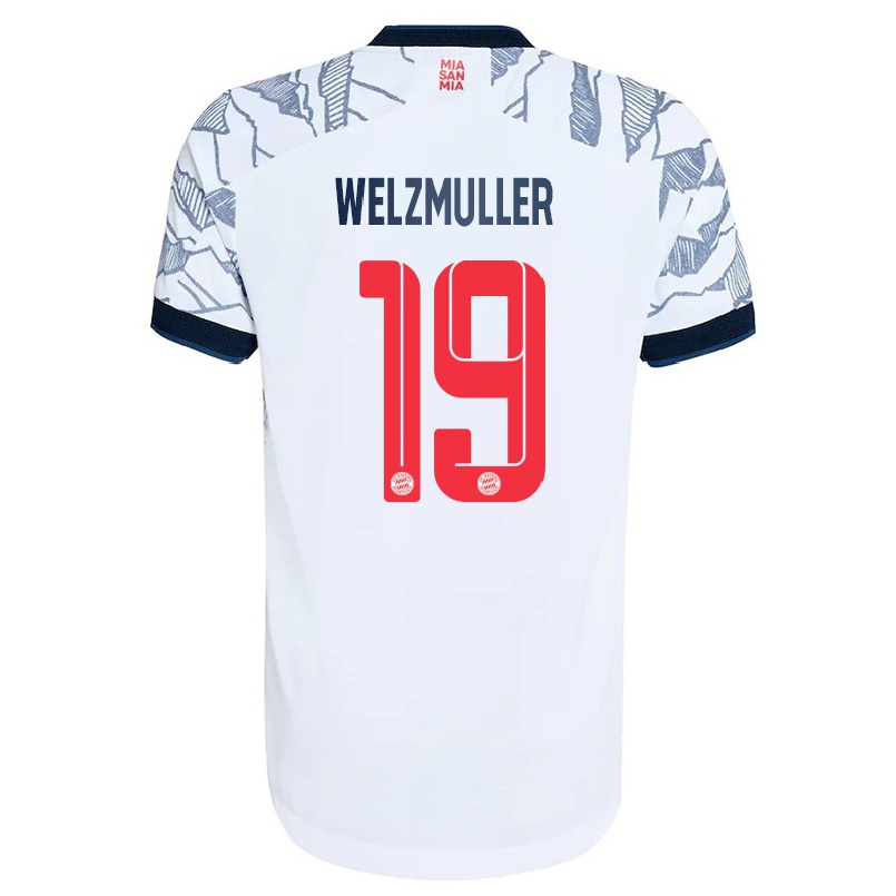 Kinder Fußball Maximilian Welzmuller #19 Grau Weiß Ausweichtrikot Trikot 2021/22 T-shirt