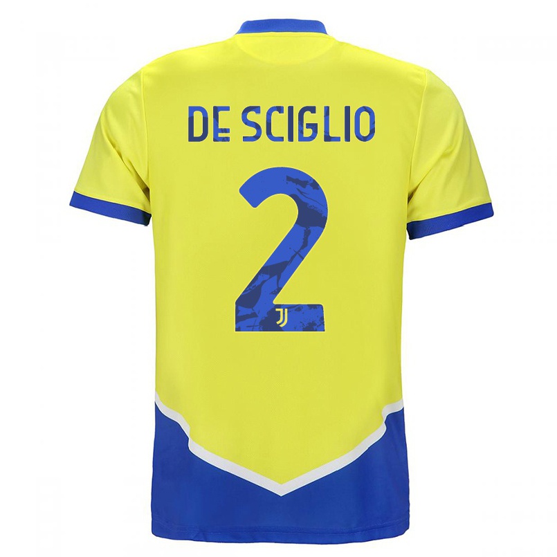 Kinder Fußball Mattia De Sciglio #2 Blau Gelb Ausweichtrikot Trikot 2021/22 T-shirt