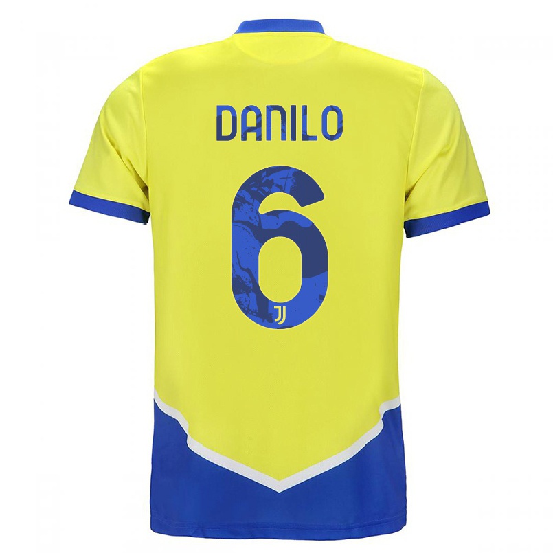 Kinder Fußball Danilo #6 Blau Gelb Ausweichtrikot Trikot 2021/22 T-shirt