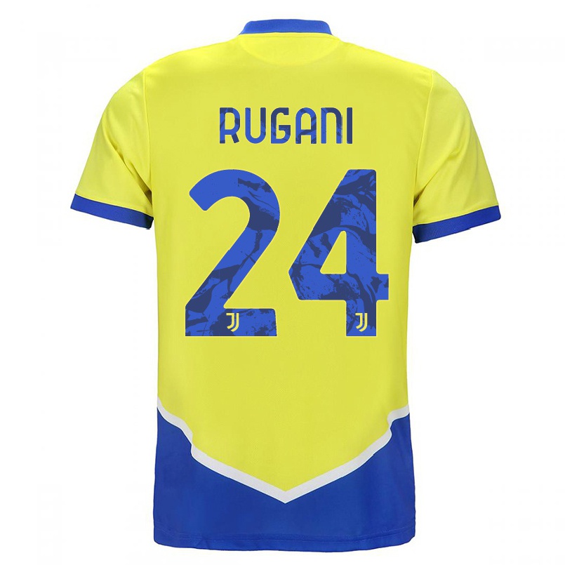 Kinder Fußball Daniele Rugani #24 Blau Gelb Ausweichtrikot Trikot 2021/22 T-shirt