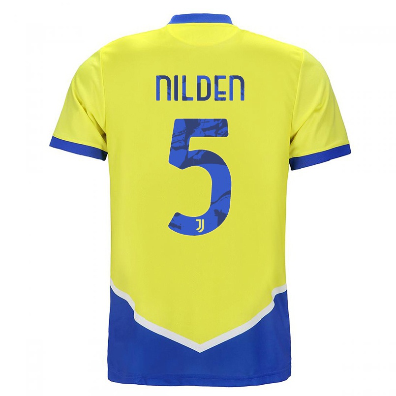 Kinder Fußball Amanda Nilden #5 Blau Gelb Ausweichtrikot Trikot 2021/22 T-shirt