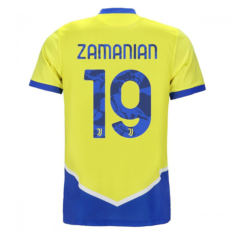 Kinder Fußball Annahita Zamanian #19 Blau Gelb Ausweichtrikot Trikot 2021/22 T-shirt
