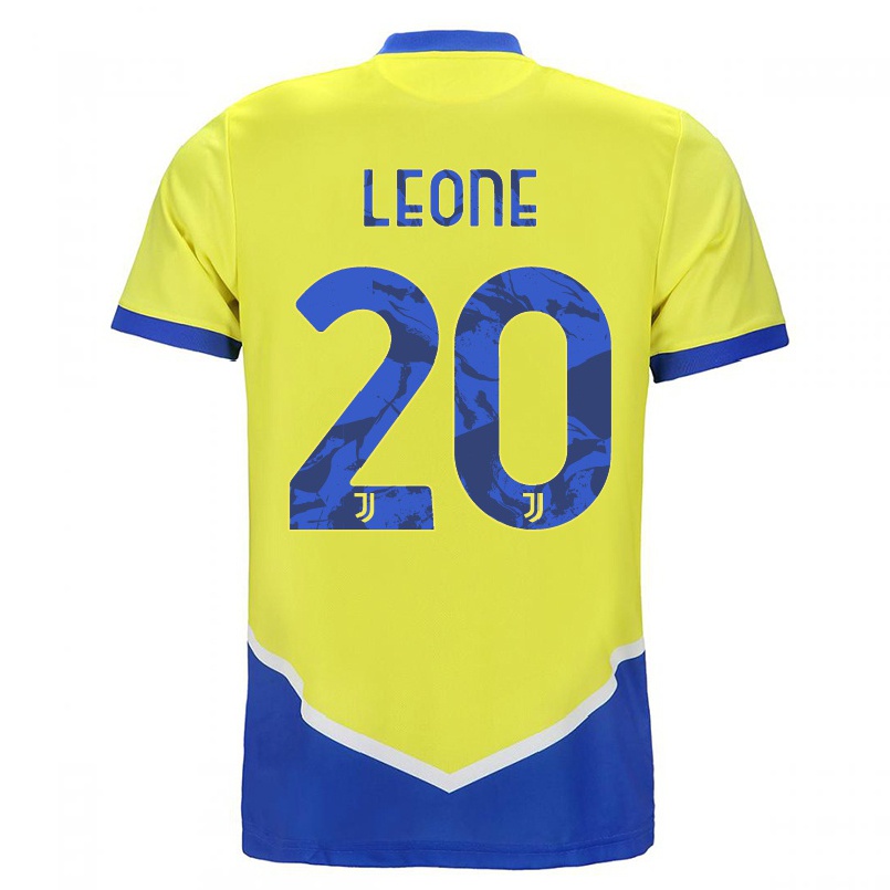 Kinder Fußball Giuseppe Leone #20 Blau Gelb Ausweichtrikot Trikot 2021/22 T-shirt