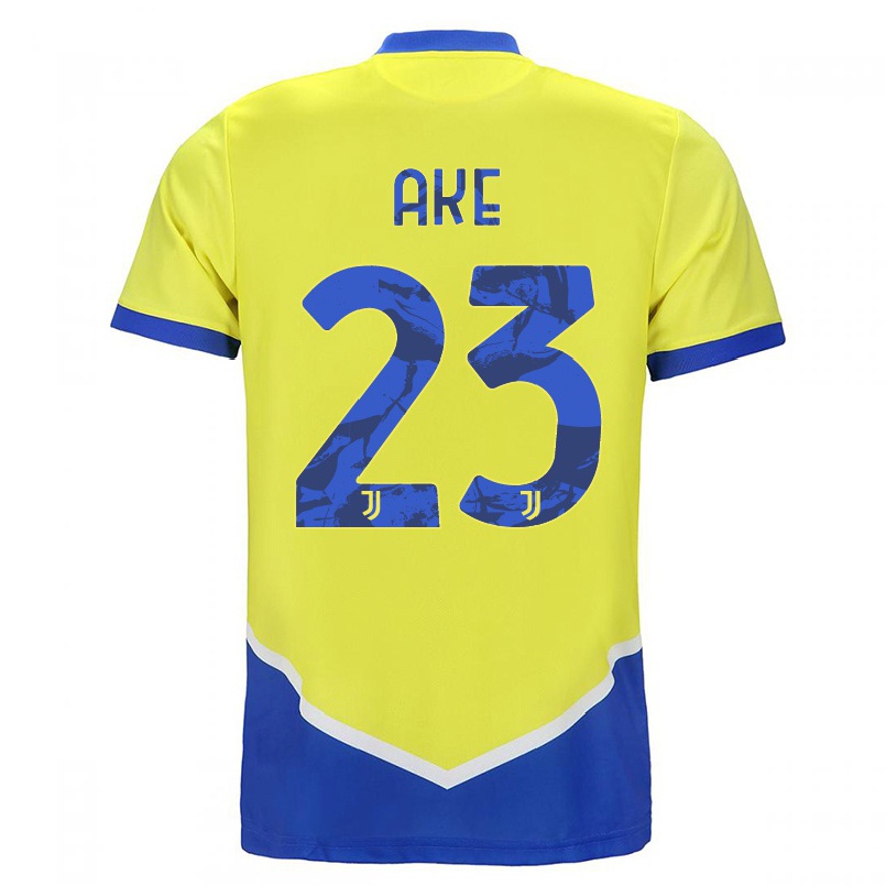 Kinder Fußball Marley Ake #23 Blau Gelb Ausweichtrikot Trikot 2021/22 T-shirt