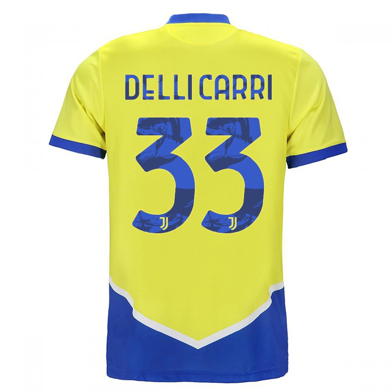 Kinder Fußball Filippo Delli Carri #33 Blau Gelb Ausweichtrikot Trikot 2021/22 T-shirt