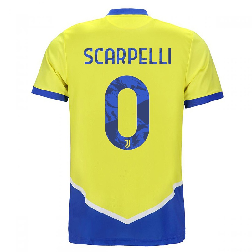 Kinder Fußball Lorenza Scarpelli #0 Blau Gelb Ausweichtrikot Trikot 2021/22 T-shirt