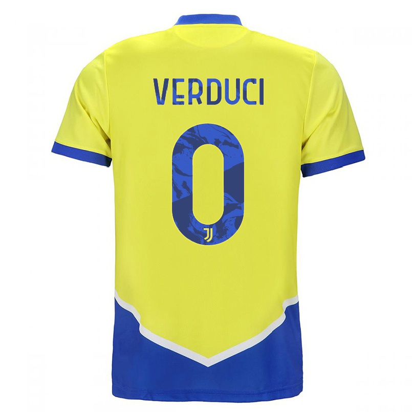Kinder Fußball Giuseppe Verduci #0 Blau Gelb Ausweichtrikot Trikot 2021/22 T-shirt