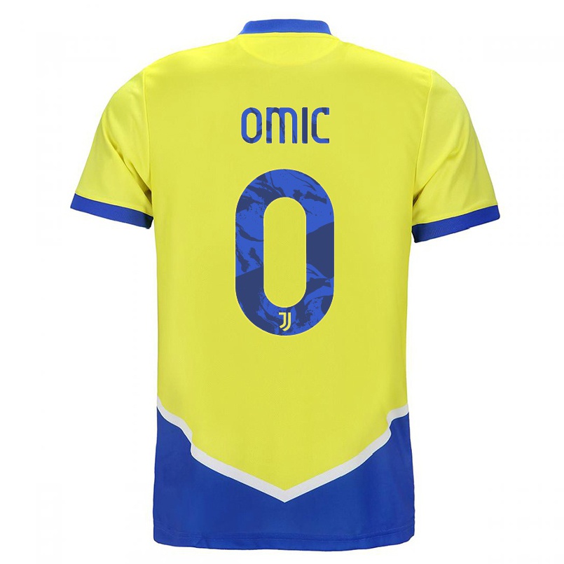 Kinder Fußball Ervin Omic #0 Blau Gelb Ausweichtrikot Trikot 2021/22 T-shirt