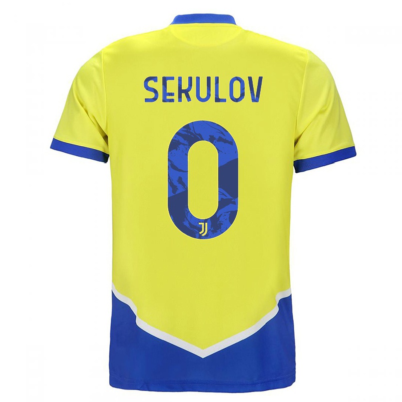 Kinder Fußball Nikola Sekulov #0 Blau Gelb Ausweichtrikot Trikot 2021/22 T-shirt
