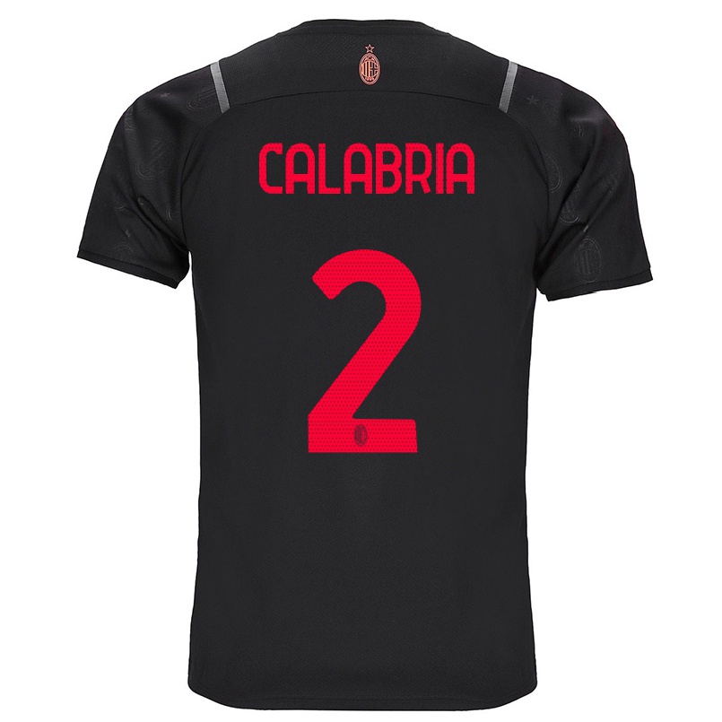 Kinder Fußball Davide Calabria #2 Schwarz Ausweichtrikot Trikot 2021/22 T-shirt
