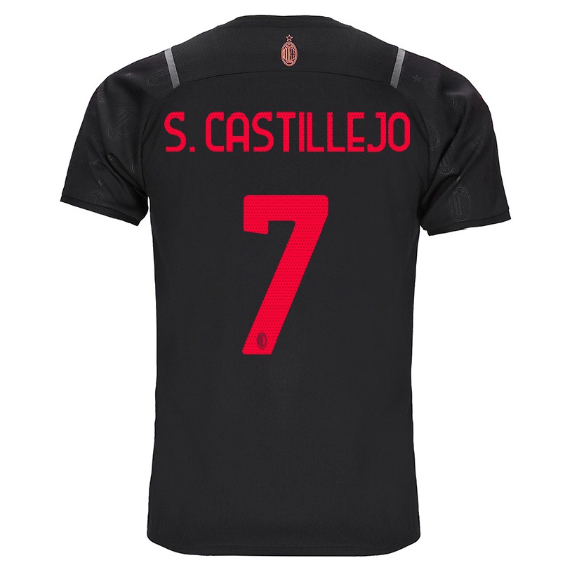 Kinder Fußball Samu Castillejo #7 Schwarz Ausweichtrikot Trikot 2021/22 T-shirt