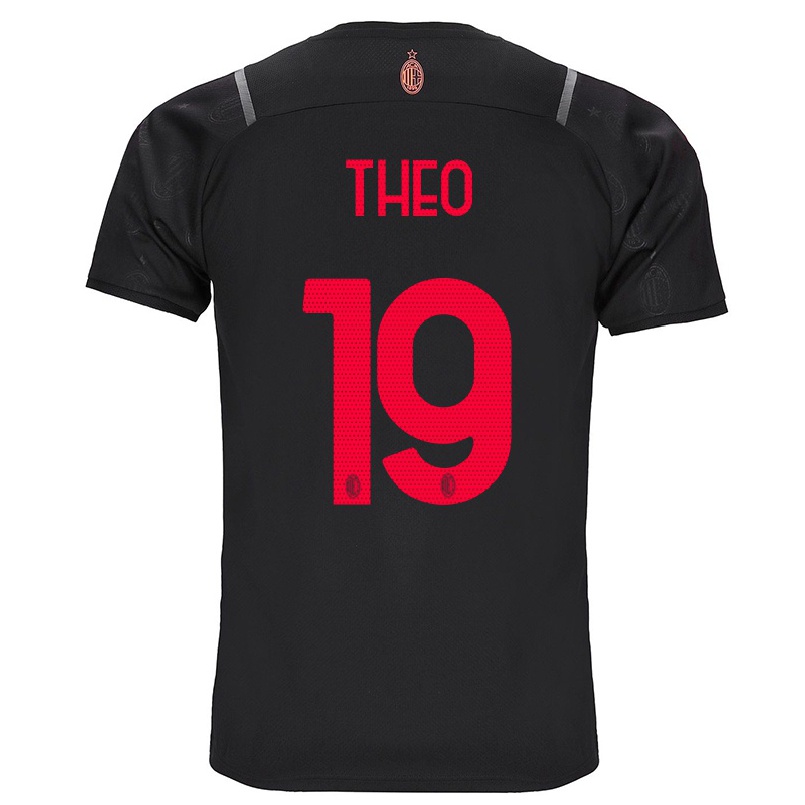 Kinder Fußball Theo Hernandez #19 Schwarz Ausweichtrikot Trikot 2021/22 T-shirt