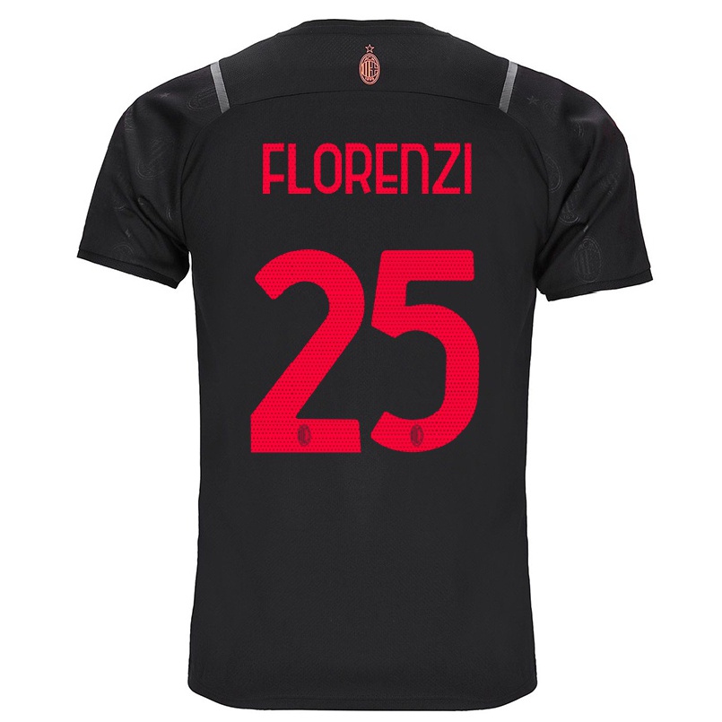 Kinder Fußball Alessandro Florenzi #25 Schwarz Ausweichtrikot Trikot 2021/22 T-shirt