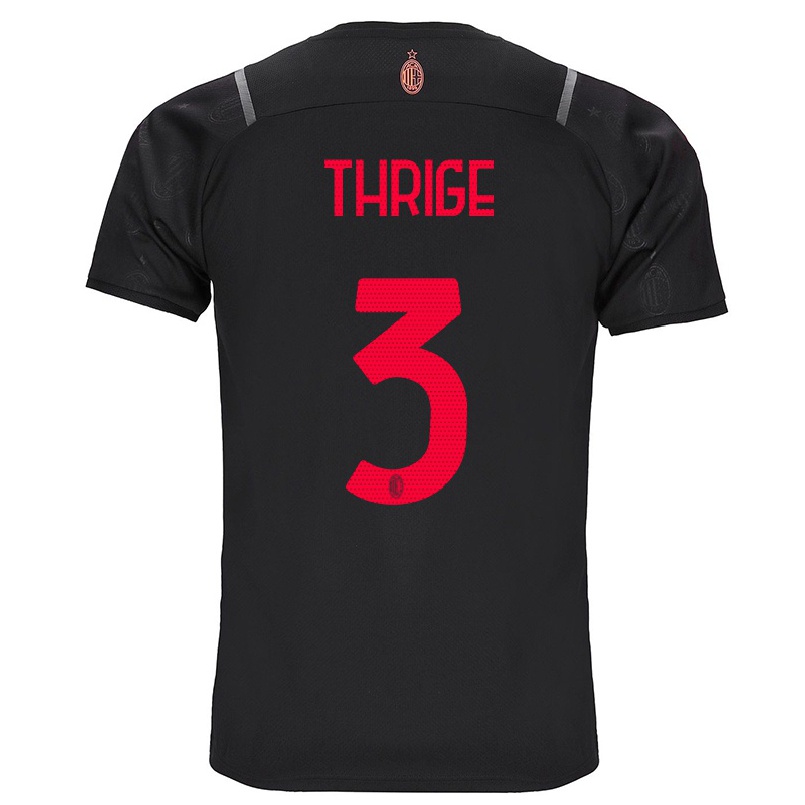 Kinder Fußball Sara Thrige #3 Schwarz Ausweichtrikot Trikot 2021/22 T-shirt