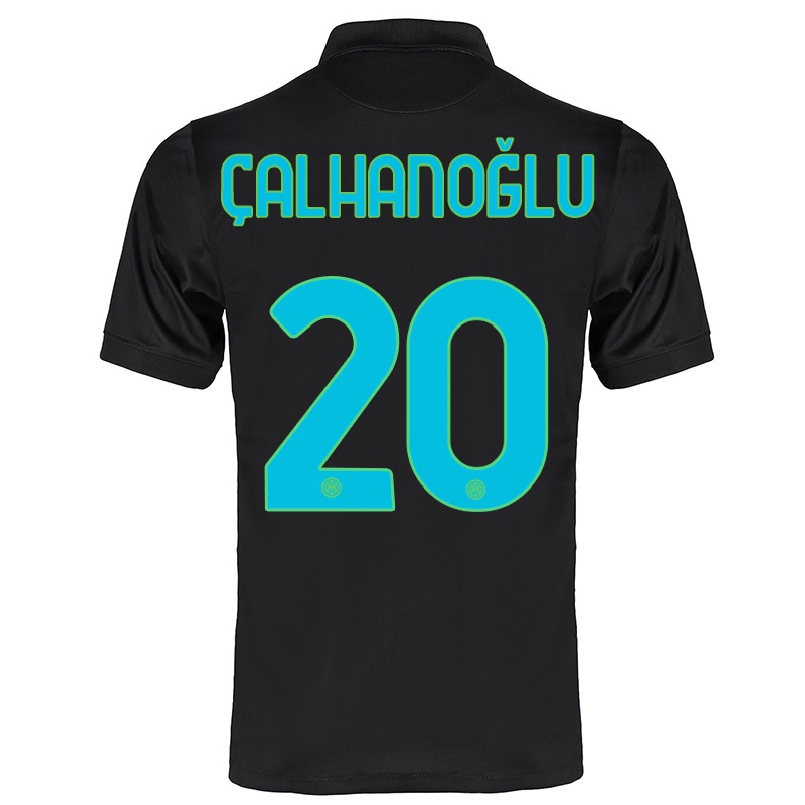 Kinder Fußball Hakan Calhanoglu #20 Schwarz Ausweichtrikot Trikot 2021/22 T-shirt