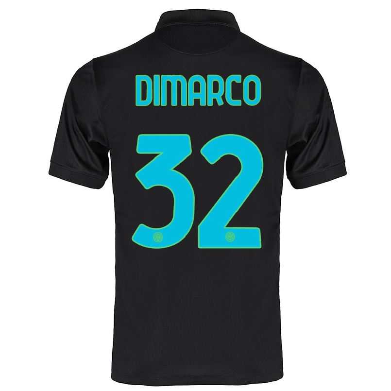 Kinder Fußball Federico Dimarco #32 Schwarz Ausweichtrikot Trikot 2021/22 T-shirt