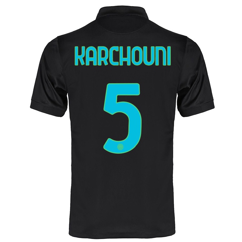 Kinder Fußball Ghoutia Karchouni #5 Schwarz Ausweichtrikot Trikot 2021/22 T-shirt