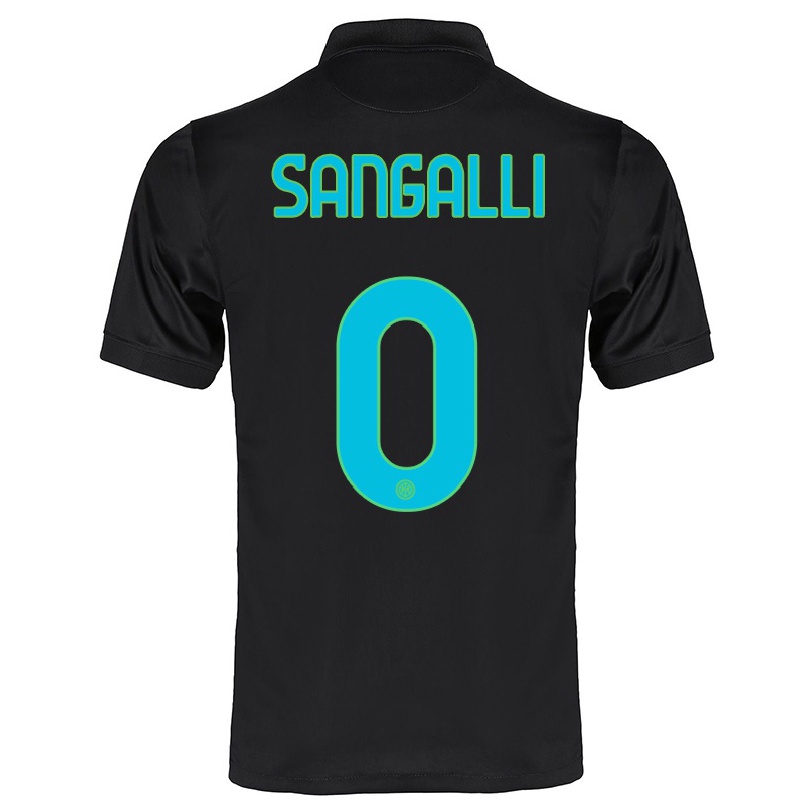 Kinder Fußball Mattia Sangalli #0 Schwarz Ausweichtrikot Trikot 2021/22 T-shirt