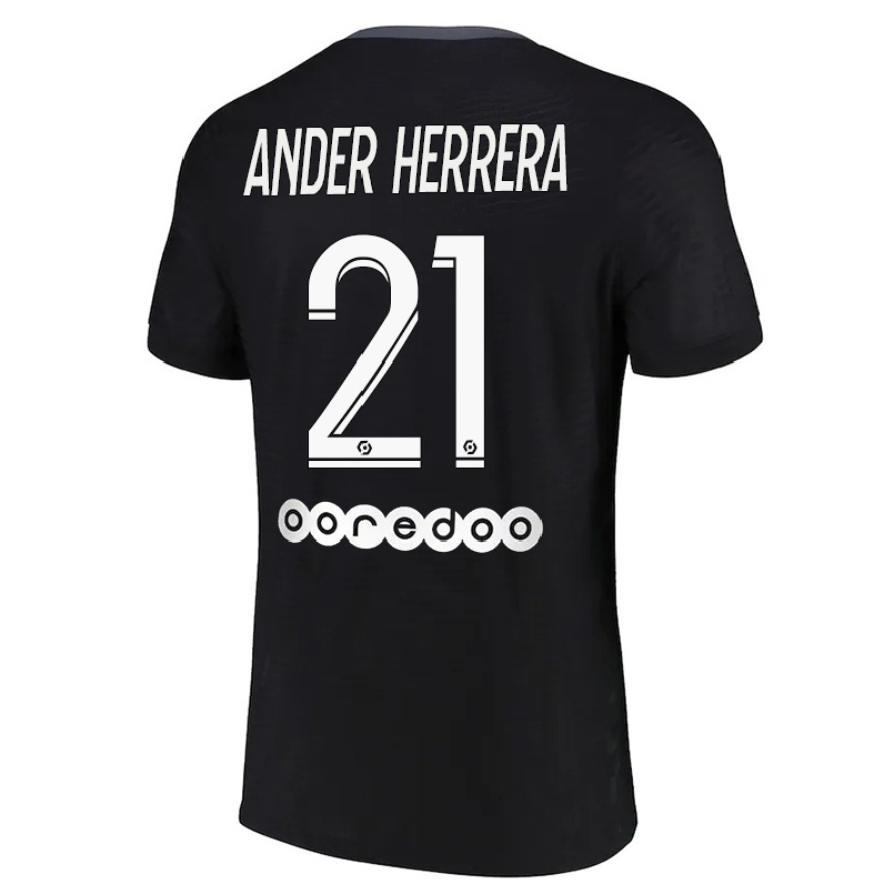 Kinder Fußball Ander Herrera #21 Schwarz Ausweichtrikot Trikot 2021/22 T-shirt
