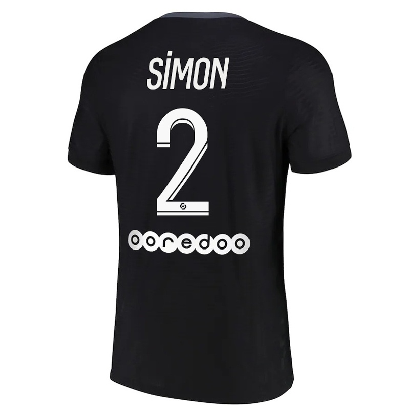 Kinder Fußball Benedicte Simon #2 Schwarz Ausweichtrikot Trikot 2021/22 T-shirt