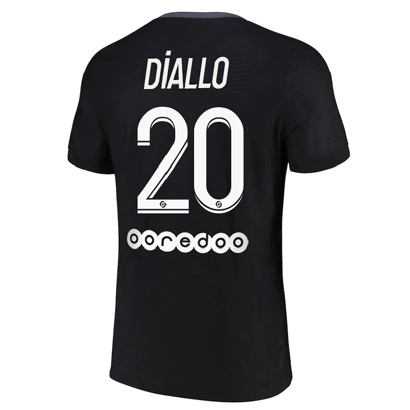 Kinder Fußball Aminata Diallo #20 Schwarz Ausweichtrikot Trikot 2021/22 T-shirt