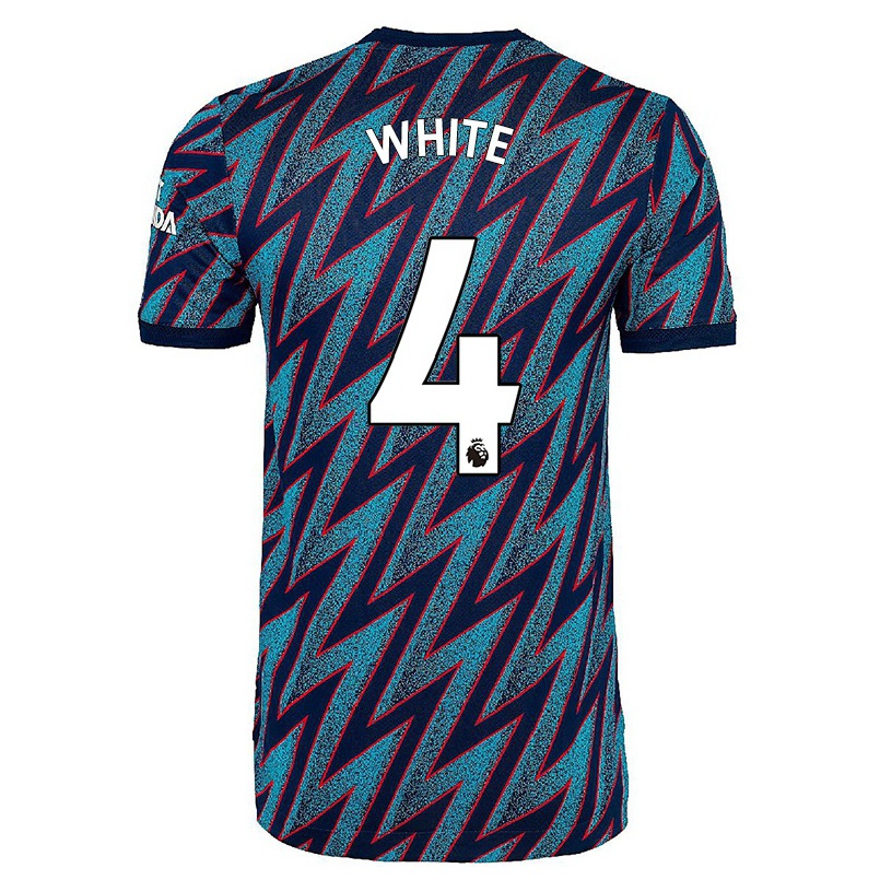 Kinder Fußball Ben White #4 Blau Schwarz Ausweichtrikot Trikot 2021/22 T-shirt