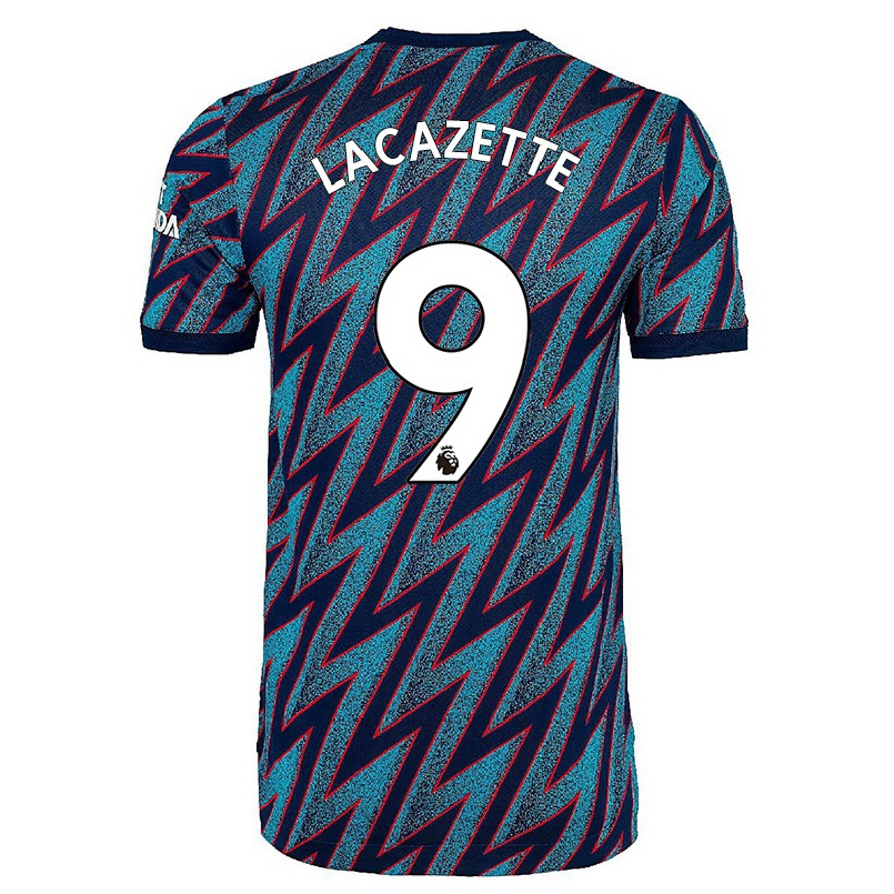 Kinder Fußball Alexandre Lacazette #9 Blau Schwarz Ausweichtrikot Trikot 2021/22 T-shirt