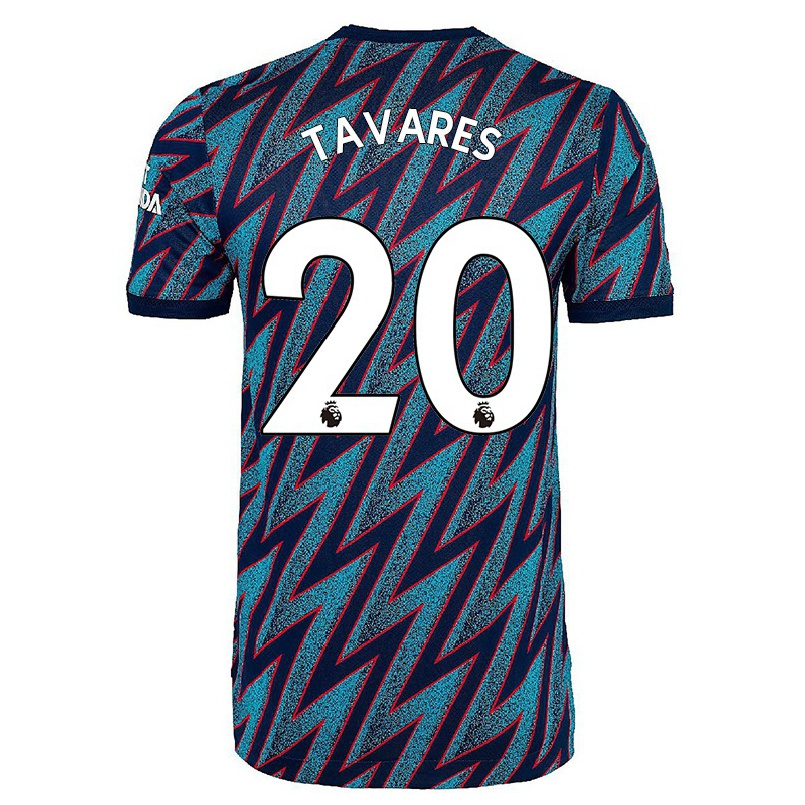 Kinder Fußball Nuno Tavares #20 Blau Schwarz Ausweichtrikot Trikot 2021/22 T-shirt