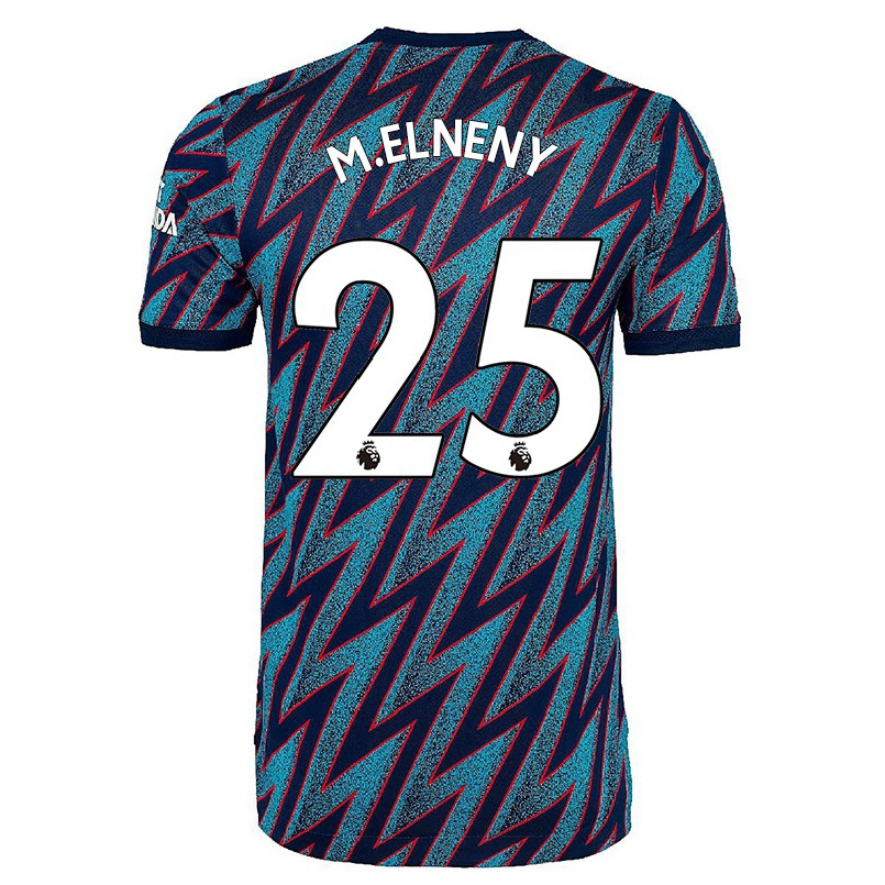 Kinder Fußball Mohamed Elneny #25 Blau Schwarz Ausweichtrikot Trikot 2021/22 T-shirt