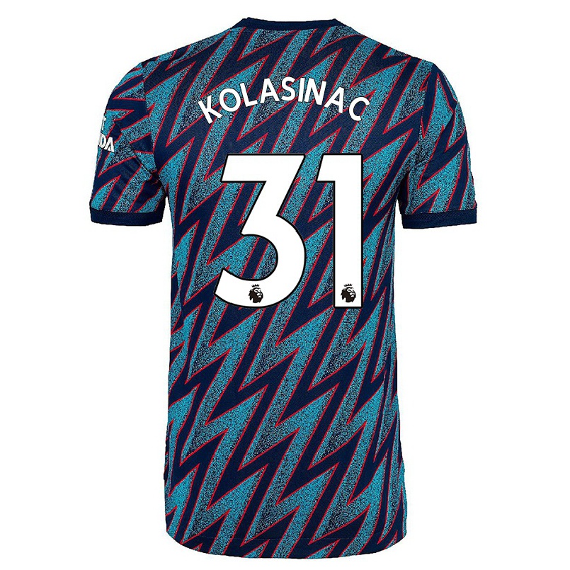 Kinder Fußball Sead Kolasinac #31 Blau Schwarz Ausweichtrikot Trikot 2021/22 T-shirt