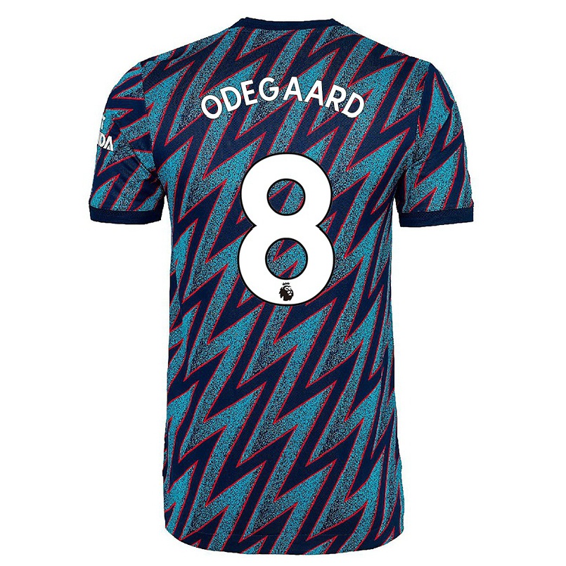 Kinder Fußball Martin Odegaard #8 Blau Schwarz Ausweichtrikot Trikot 2021/22 T-shirt