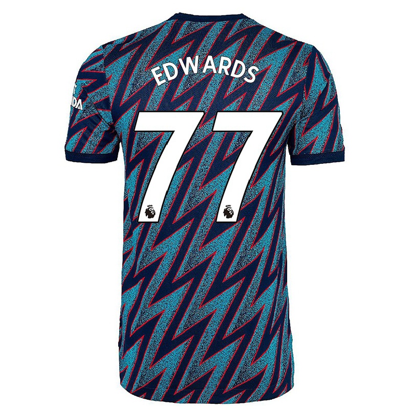 Kinder Fußball Khayon Edwards #77 Blau Schwarz Ausweichtrikot Trikot 2021/22 T-shirt