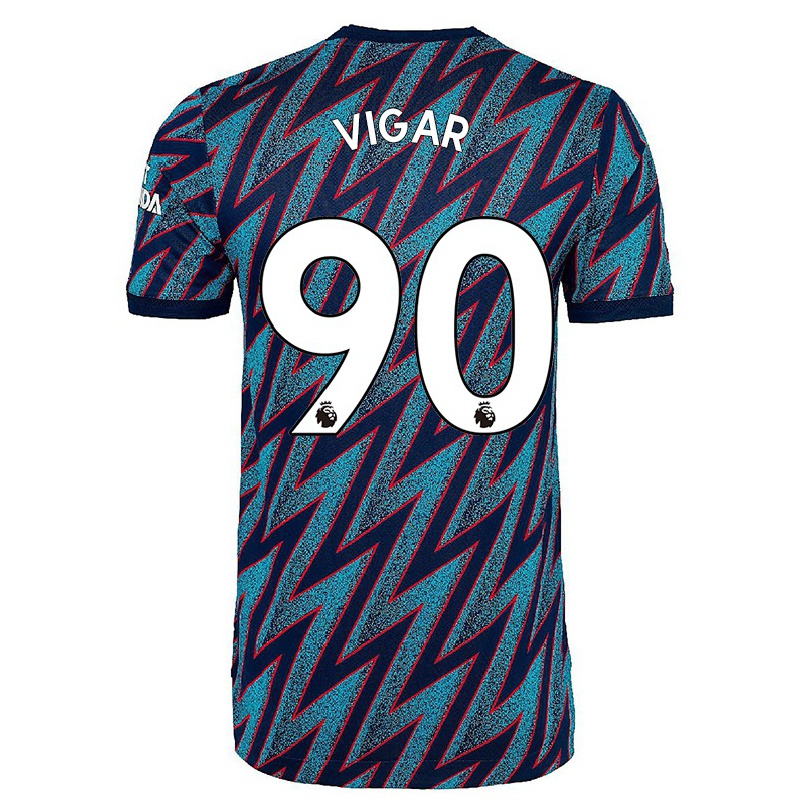 Kinder Fußball Billy Vigar #90 Blau Schwarz Ausweichtrikot Trikot 2021/22 T-shirt