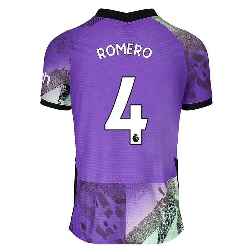 Kinder Fußball Cristian Romero #4 Violett Ausweichtrikot Trikot 2021/22 T-shirt