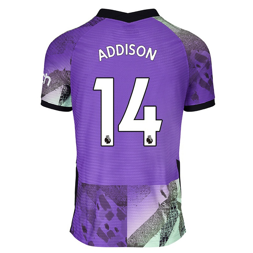 Kinder Fußball Angela Addison #14 Violett Ausweichtrikot Trikot 2021/22 T-Shirt