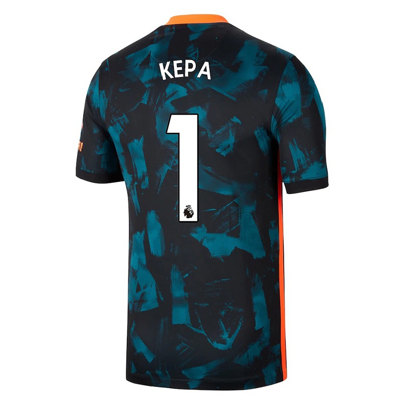 Kinder Fußball Kepa Arrizabalaga #1 Dunkelblau Ausweichtrikot Trikot 2021/22 T-shirt