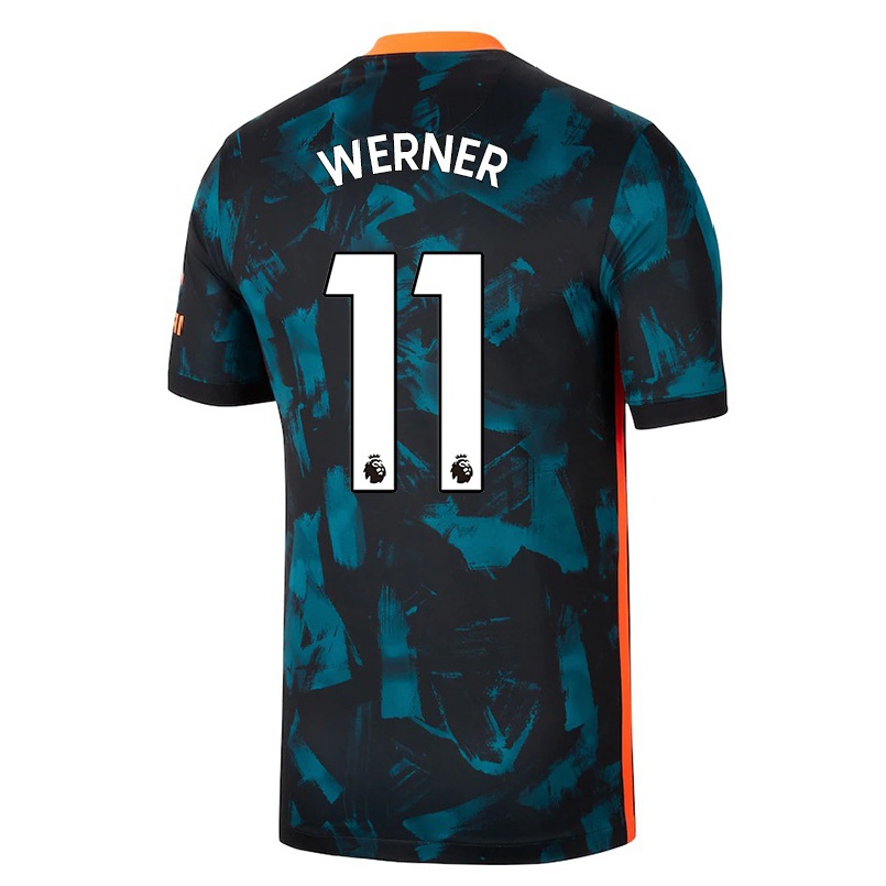 Kinder Fußball Timo Werner #11 Dunkelblau Ausweichtrikot Trikot 2021/22 T-shirt