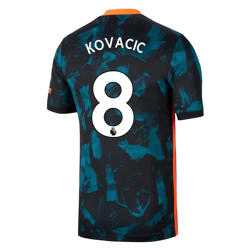 Kinder Fußball Mateo Kovacic #8 Dunkelblau Ausweichtrikot Trikot 2021/22 T-shirt