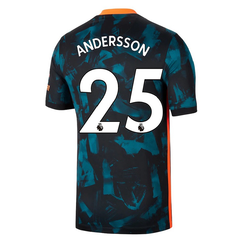 Kinder Fußball Jonna Andersson #25 Dunkelblau Ausweichtrikot Trikot 2021/22 T-shirt