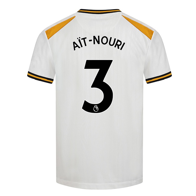 Kinder Fußball Rayan Ait Nouri #3 Weiß Gelb Ausweichtrikot Trikot 2021/22 T-shirt