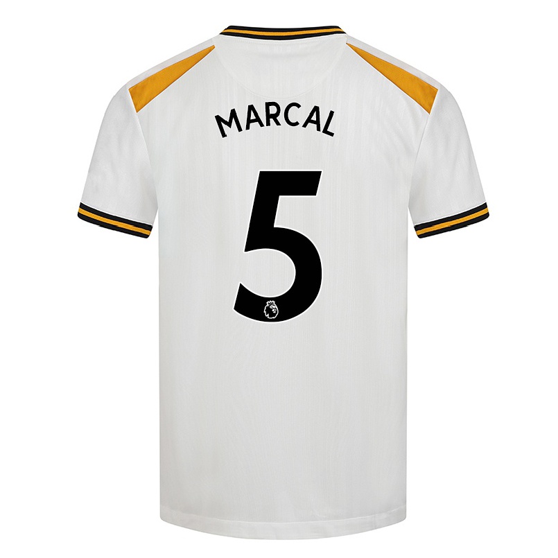 Kinder Fußball Marcal #5 Weiß Gelb Ausweichtrikot Trikot 2021/22 T-shirt