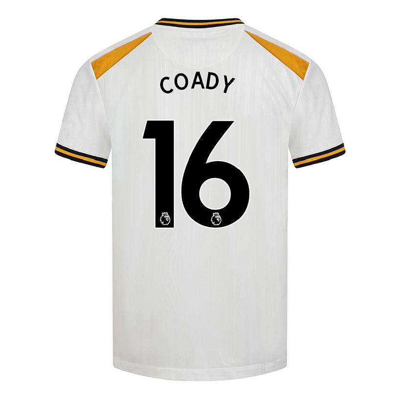 Kinder Fußball Conor Coady #16 Weiß Gelb Ausweichtrikot Trikot 2021/22 T-shirt