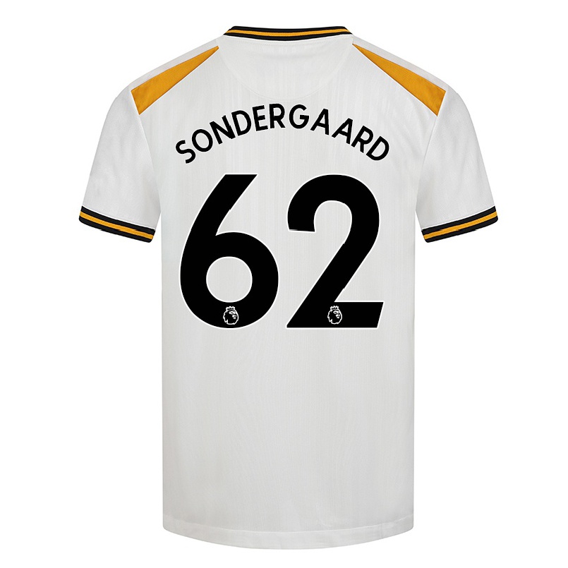Kinder Fußball Andreas Sondergaard #62 Weiß Gelb Ausweichtrikot Trikot 2021/22 T-shirt