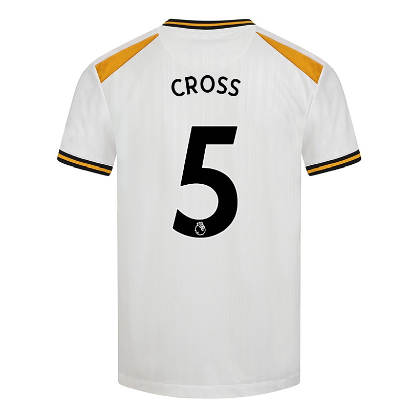 Kinder Fußball Emma Cross #5 Weiß Gelb Ausweichtrikot Trikot 2021/22 T-Shirt