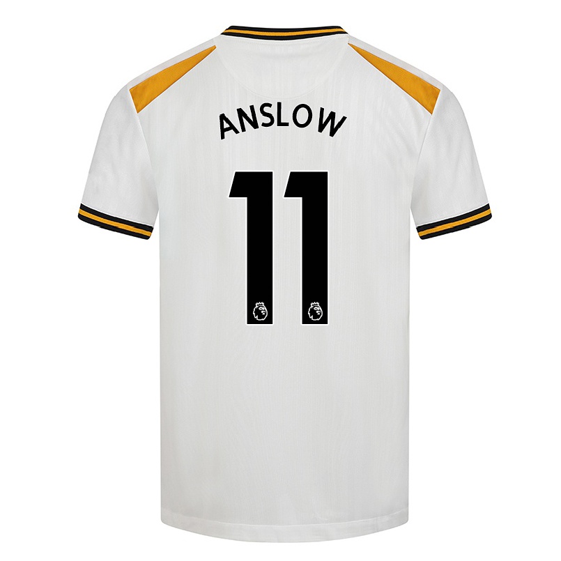 Kinder Fußball Jen Anslow #11 Weiß Gelb Ausweichtrikot Trikot 2021/22 T-shirt