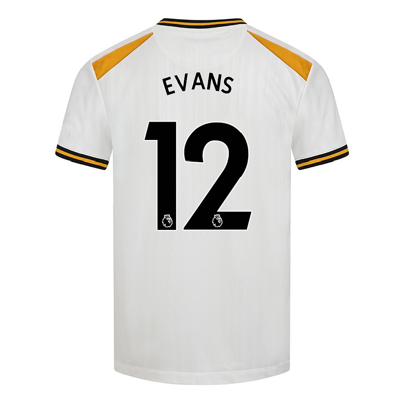Kinder Fußball Kate Evans #12 Weiß Gelb Ausweichtrikot Trikot 2021/22 T-shirt
